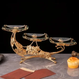 Support À Fruits Multicouches, Assiette À Fruits Dorée – Image 3