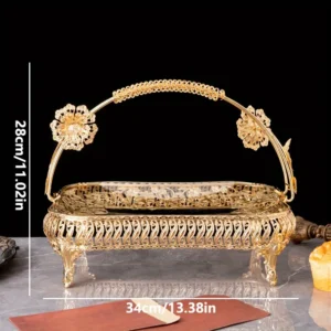 Support À Fruits Multicouches, Assiette À Fruits Dorée forme panier – Image 1