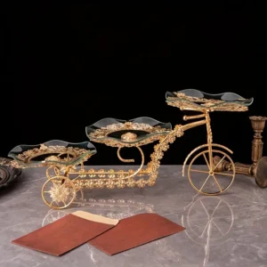 Support À Fruits Multicouches, Assiette À Fruits Dorée – Image 2